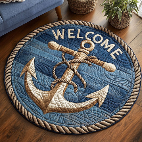Nautical Anchor CM1505013CL Quilted Round Mat