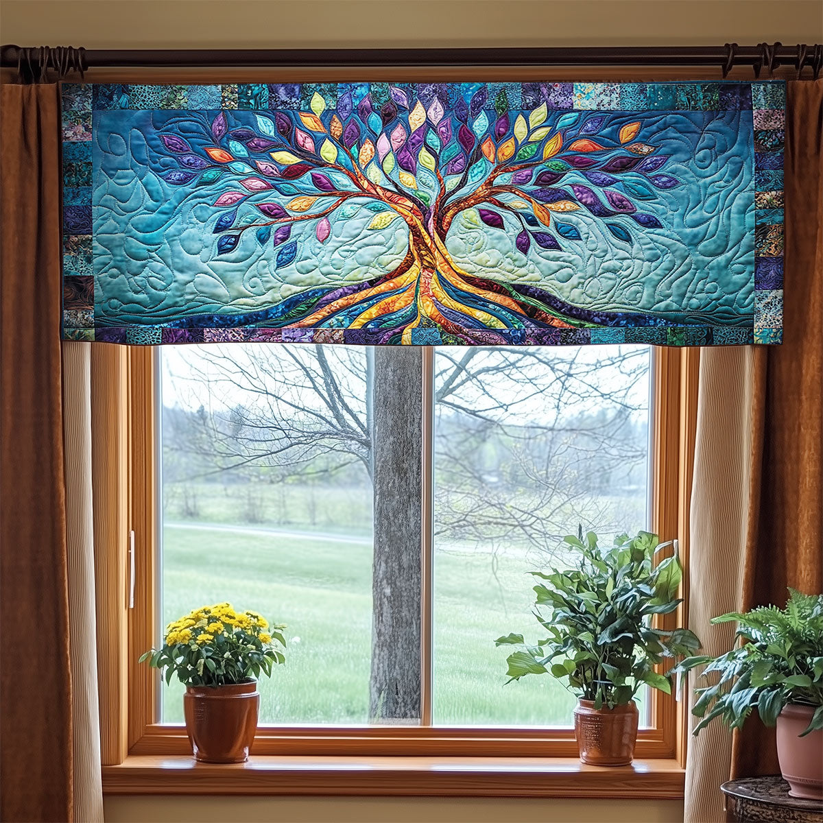 Aurora Tree WY1407001CL Quilted Valance
