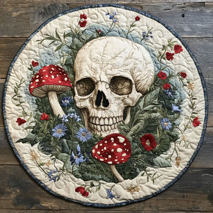 Crimson Skull Cap WN1607006CL Quilted Round Mat
