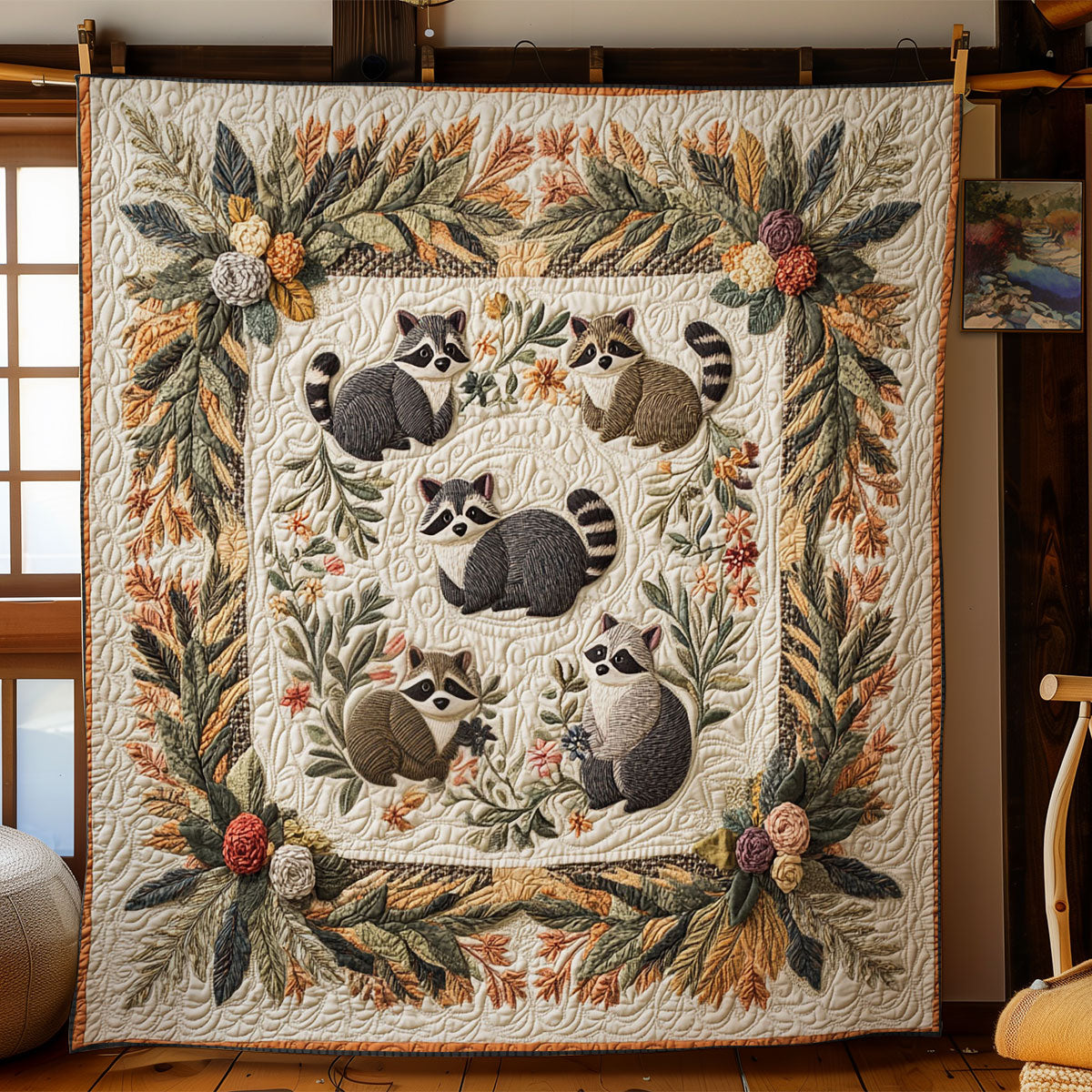 Racoon Family WY2702109CL Quilt
