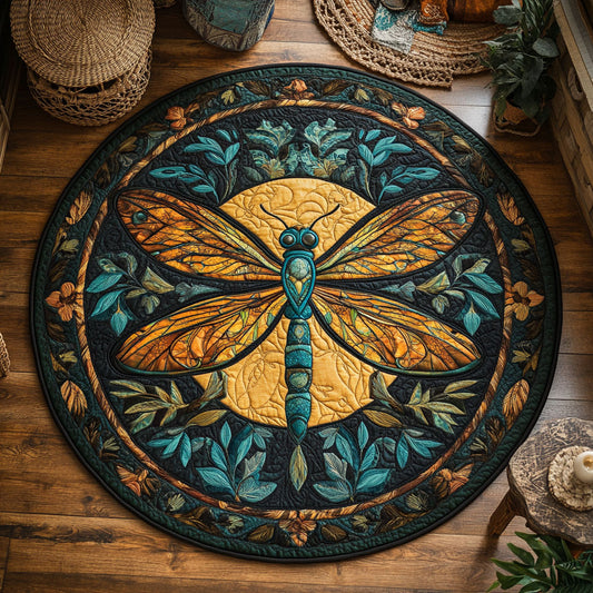 Dragonfly Leaves WY3005036CL Quilted Round Mat