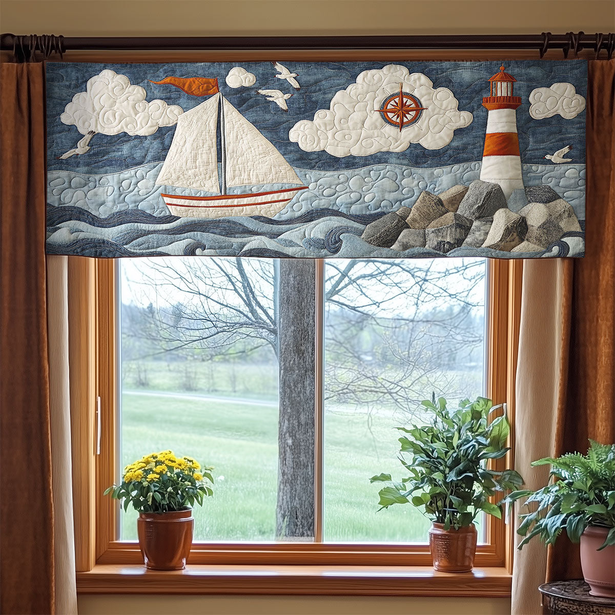 Lighthouse Moon WN0307087CL Quilted Valance