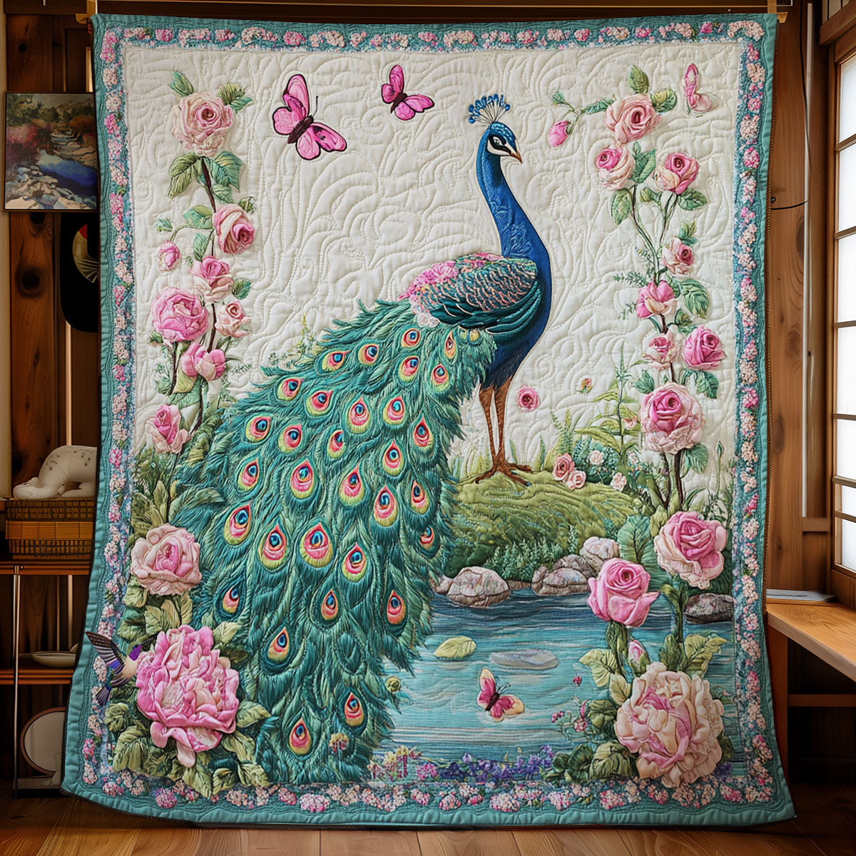Peacock In Rose WY2712050CL Quilt