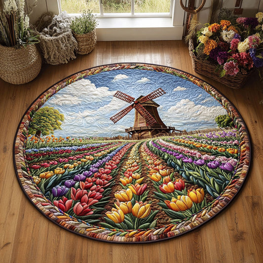 Windmild In Tulip Meadow WY0905038CL Quilted Round Mat