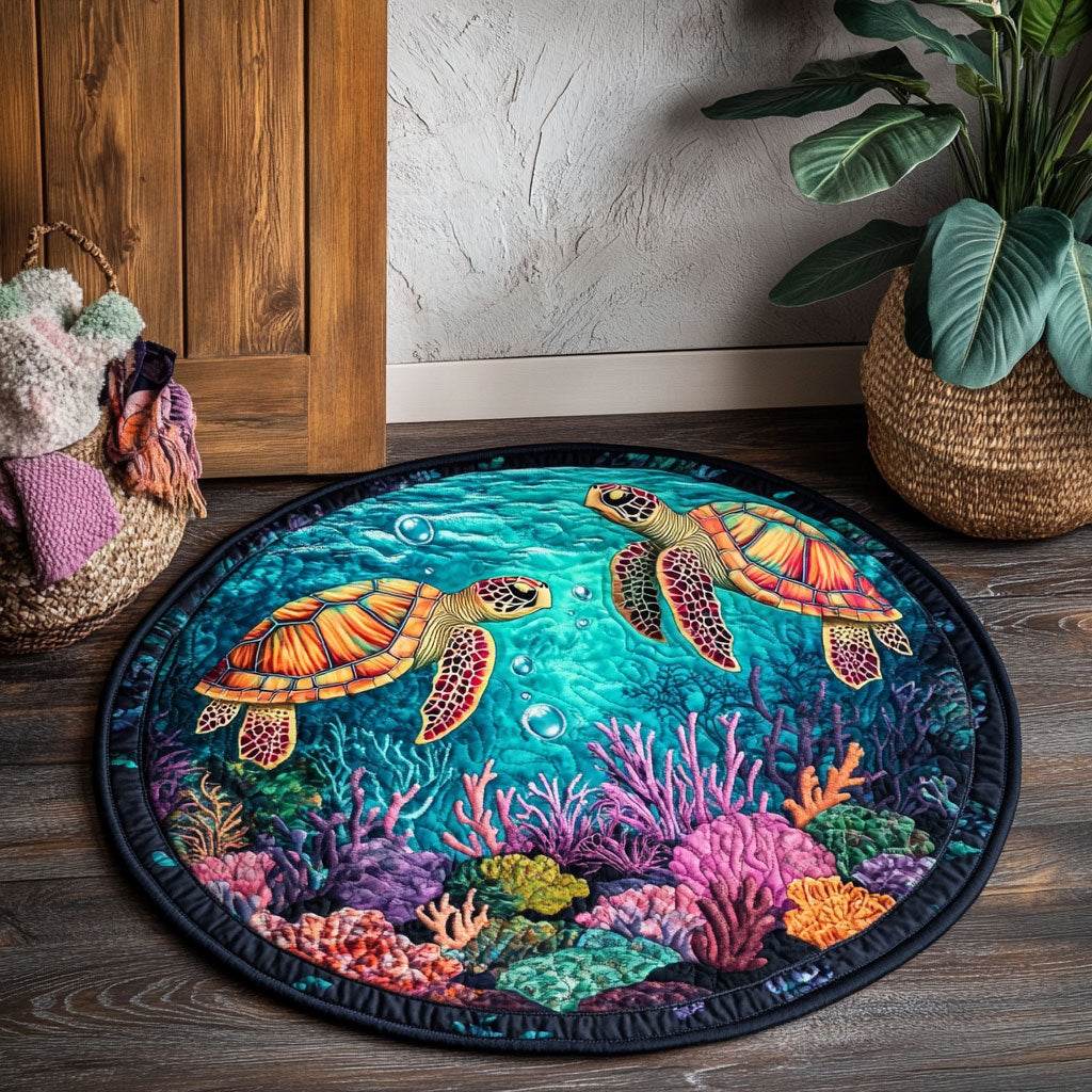 Sea Turtle CW1206038CL Quilted Round Mat