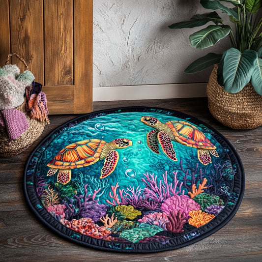 Sea Turtle CW1206038CL Quilted Round Mat