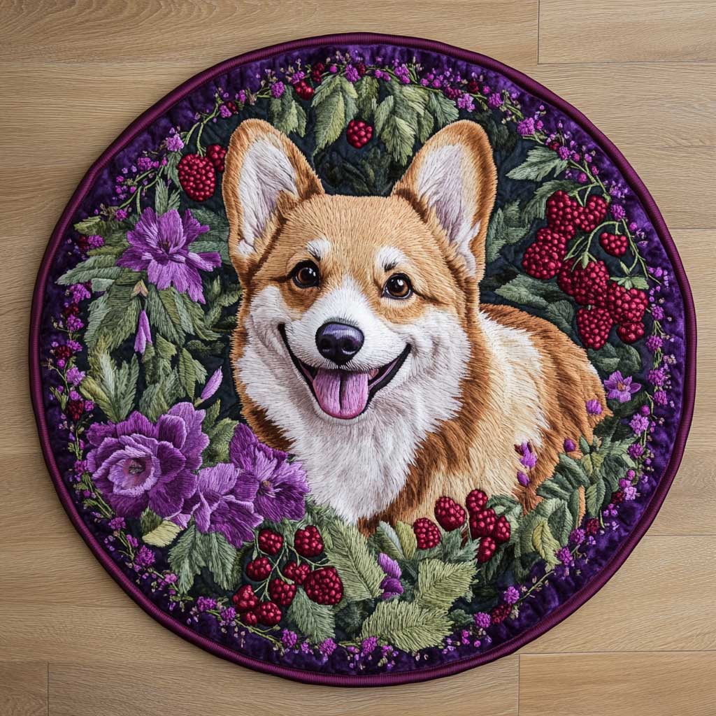 Berry Corgi WN2205002CL Quilted Round Mat