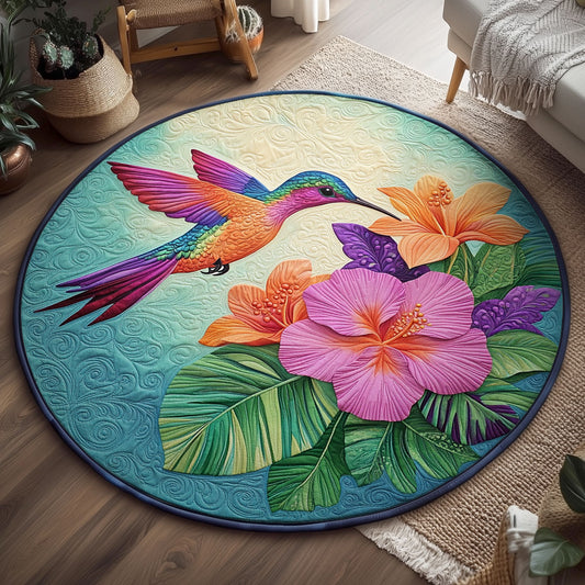Hummingbird Flower WX1005023CL Quilted Round Mat