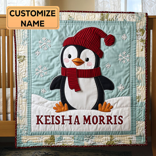 Puffy Penguin CP2507018CL Personalized Baby Quilt