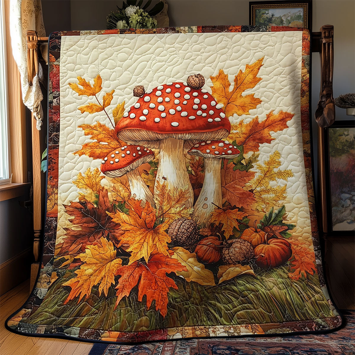 Mushroom And Autumn Leaf WY0901040CL Quilt