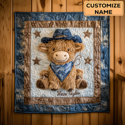 Highland Calf Rodeo WN3007064CL Personalized Baby Quilt