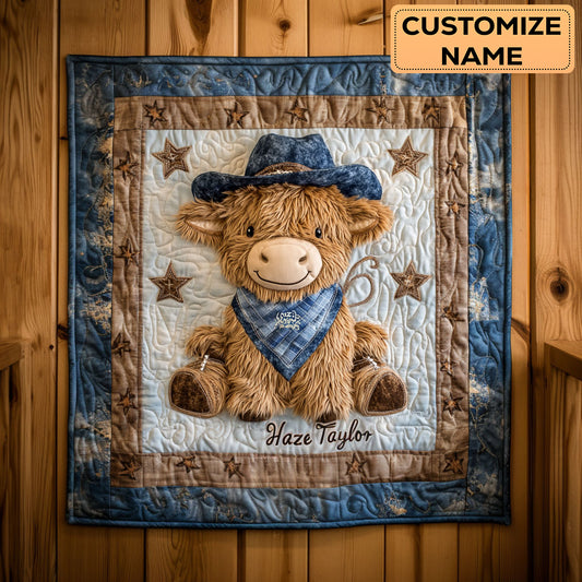Highland Calf Rodeo WN3007064CL Personalized Baby Quilt