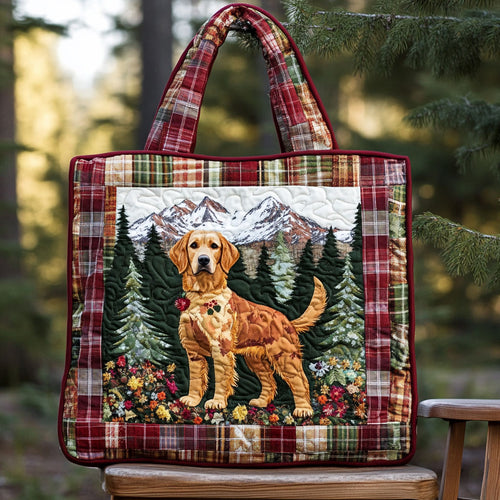 Festive Golden Retriever Cheer WN0611039CL Quilted Tote Bag