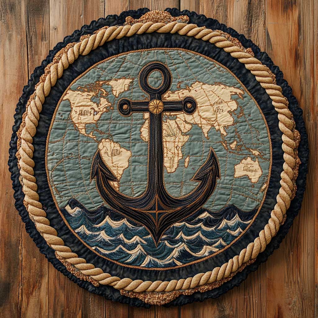 Timeless Anchor WN0805092CL Quilted Round Mat