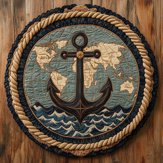 Timeless Anchor WN0805092CL Quilted Round Mat
