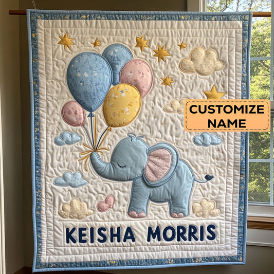 Elephant Drift CP2407021CL Personalized Baby Quilt