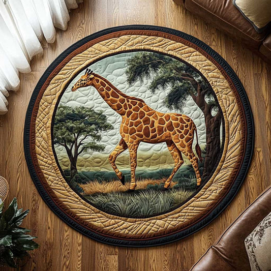 African Giraffe CQ0605011CL Quilted Round Mat