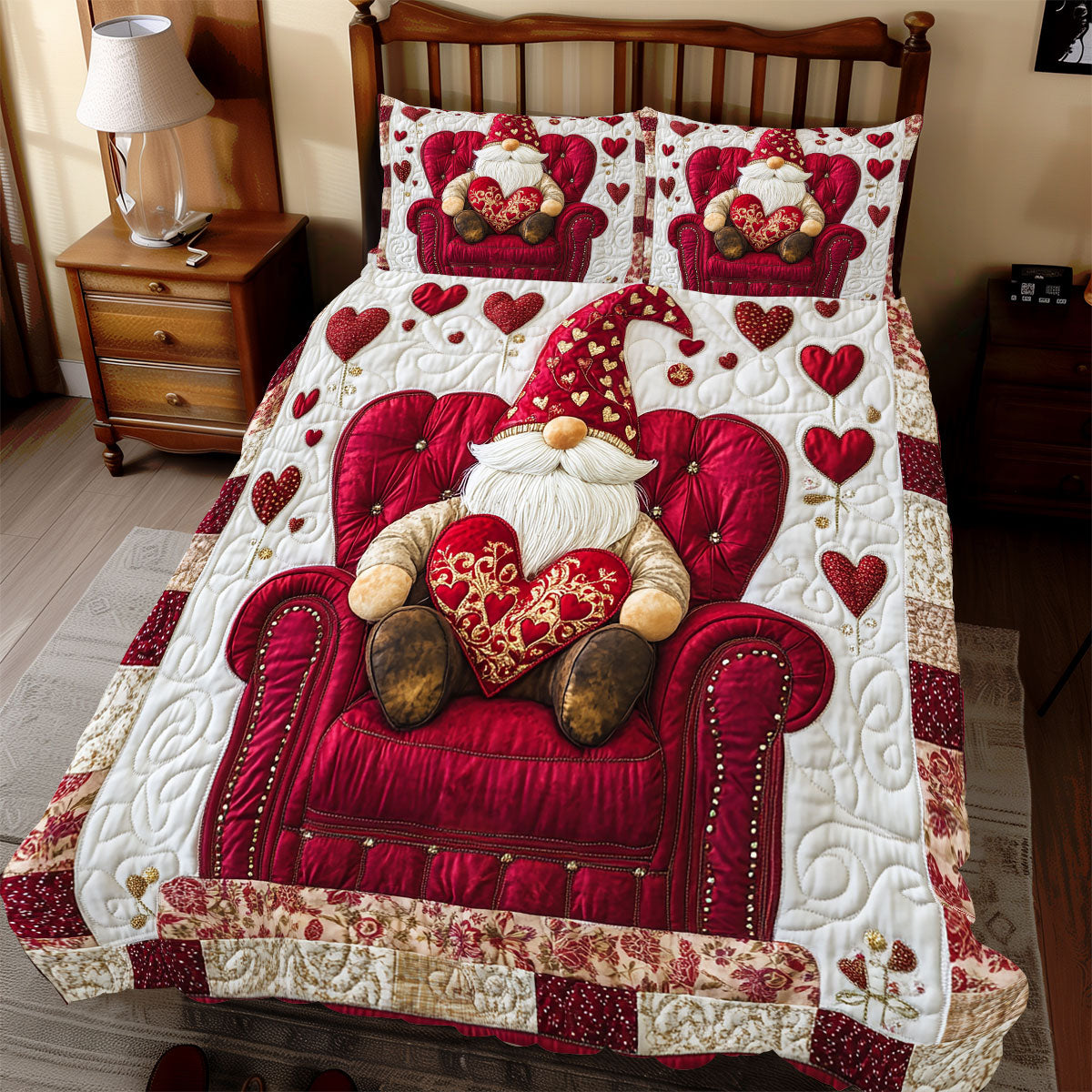 Charming Gnome Hearts WX1112058CL Duvet Cover Set