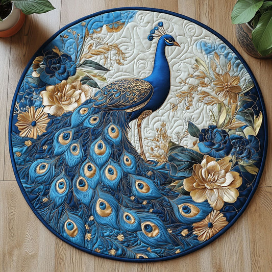 Floral Peacock CW0907014CL Quilted Round Mat