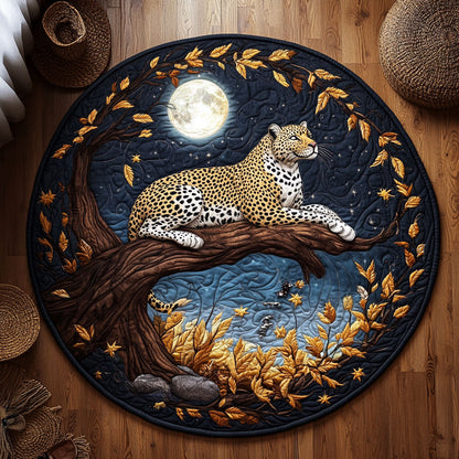 Leopard In Night Autumn WY1906052CL Quilted Round Mat