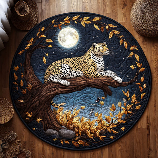 Leopard In Night Autumn WY1906052CL Quilted Round Mat