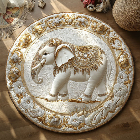 Ornate Elephant WY2105052CL Quilted Round Mat