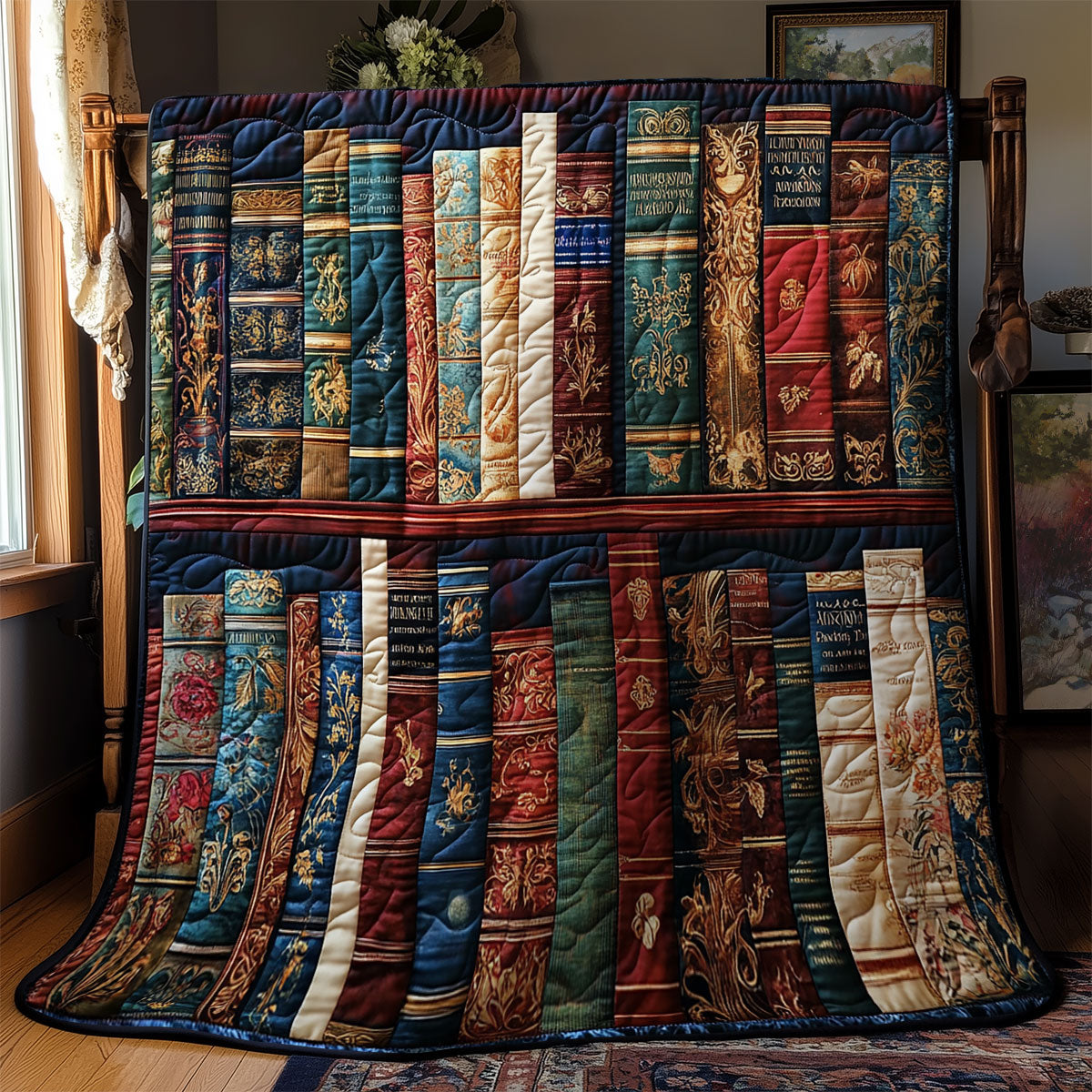 Vintage Bookshelf WY0801088CL Quilt