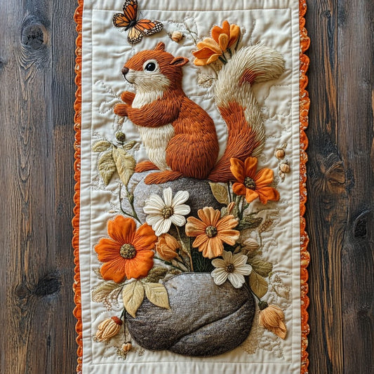 Floral Squirrel WY0506023CL Quilted Table Runner