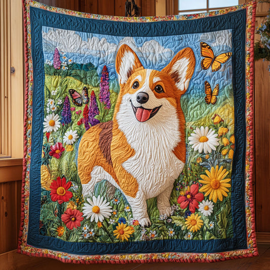 Corgi in Garden CW2006012CL Quilt