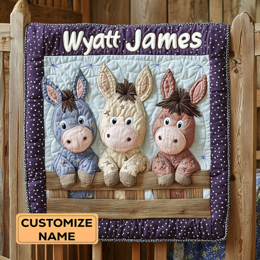 Three Little Bray Buddies WJ3107012CL Personalized Baby Quilt