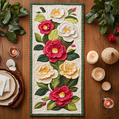 Blooming Camellia CW1805030CL Quilted Table Runner