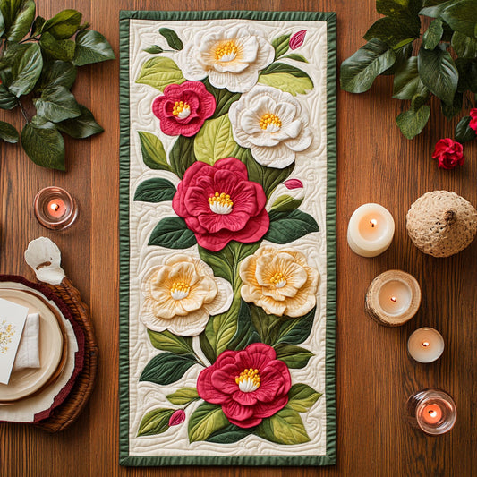 Blooming Camellia CW1805030CL Quilted Table Runner