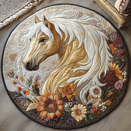 Floral Horse XR1403004CL Quilted Round Mat