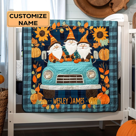 Gnome County Cruise WY3107003CL Personalized Baby Quilt