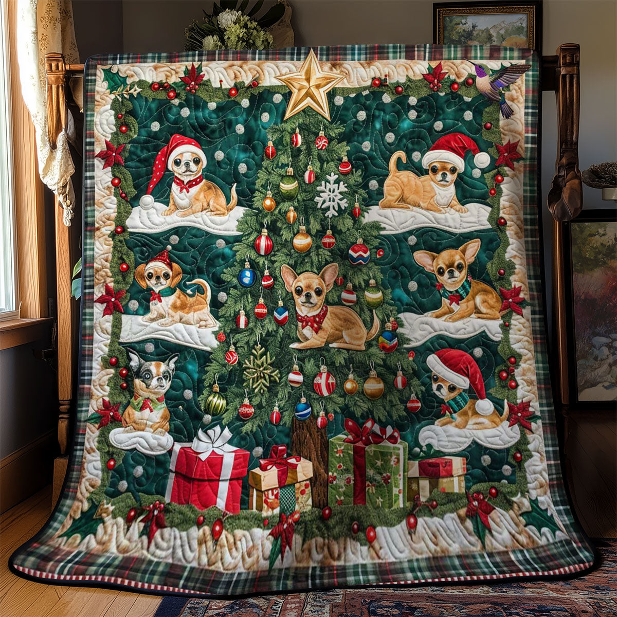 Chihuahua Christmas Joy WN1610066CL Quilt