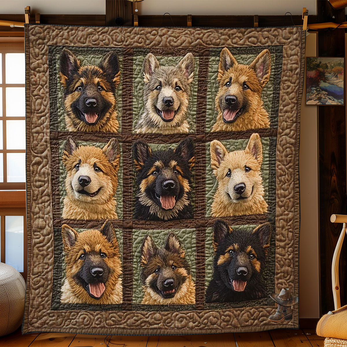 Rustic German Shepherd WN0711080CL Quilt