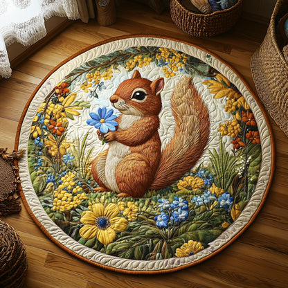 Whispering Blooms Squirrel WY0107058CL Quilted Round Mat
