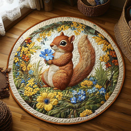 Whispering Blooms Squirrel WY0107058CL Quilted Round Mat