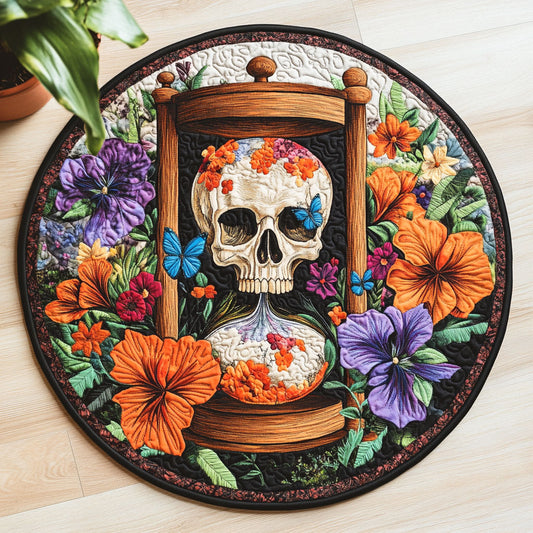 Skull Bloom CW2507047CL Quilted Round Mat