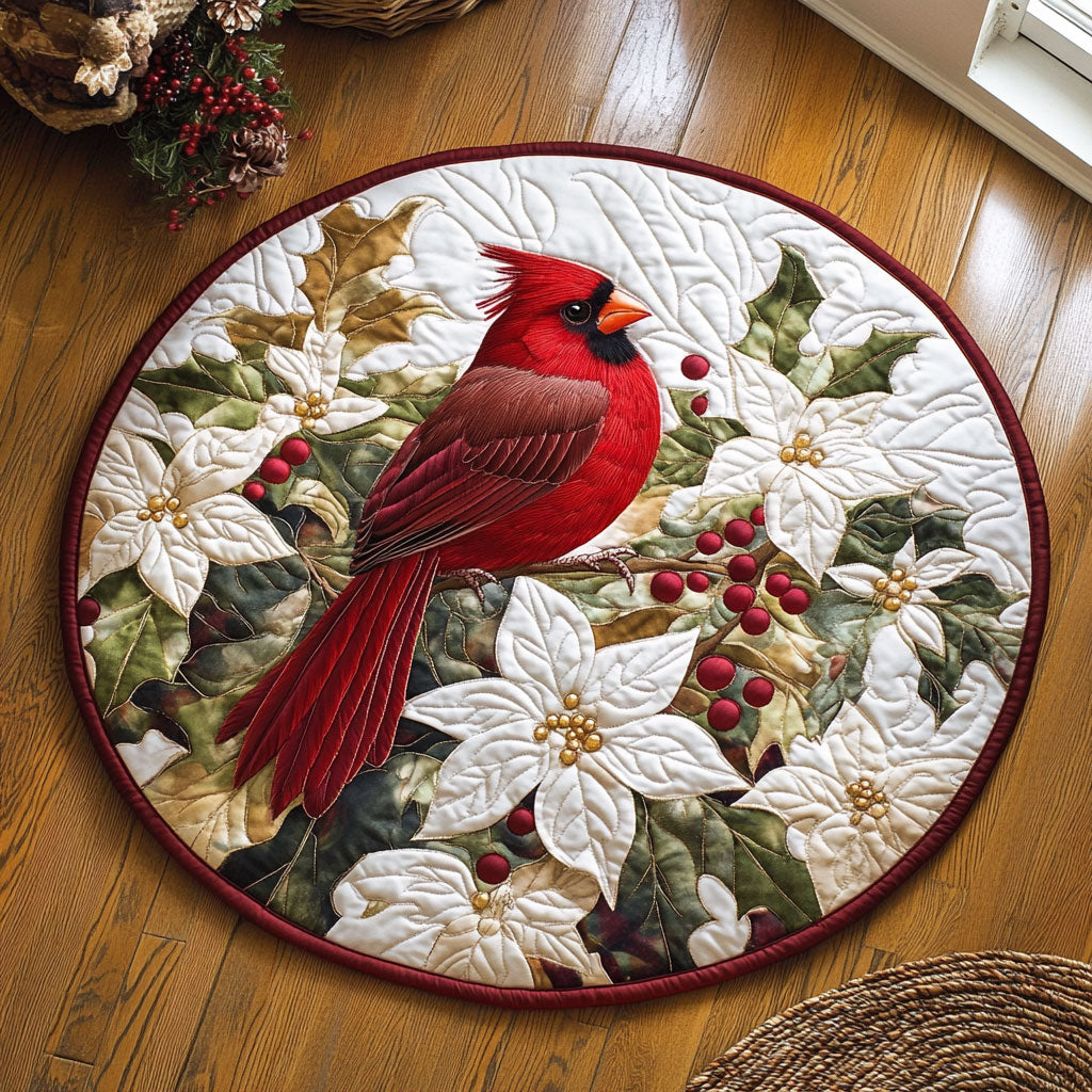 Winter Cardinal Blessing WY0107064CL Quilted Round Mat