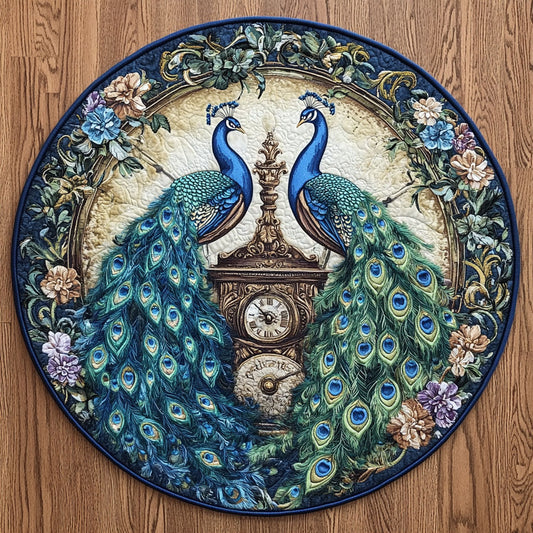 Golden Clock Peacock WN2705047CL Quilted Round Mat