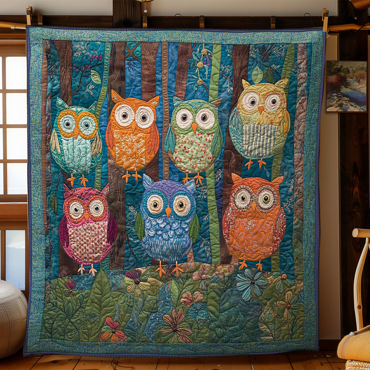 Whimsy Owl Family WN2503145CL Quilt