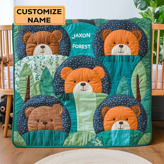 Snuggle In The Pine Nest WJ2607005CL Personalized Baby Quilt
