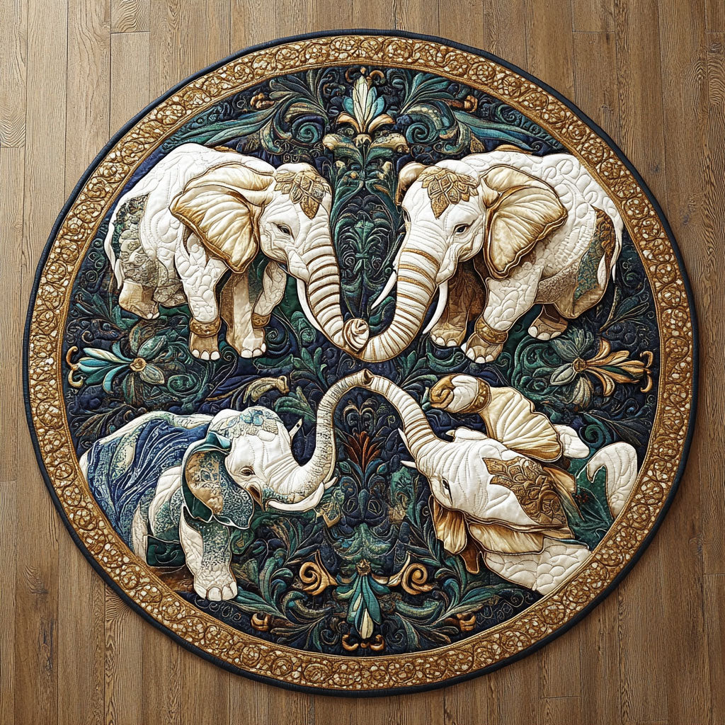 Elephant Harmony CW2508030CL Quilted Round Mat