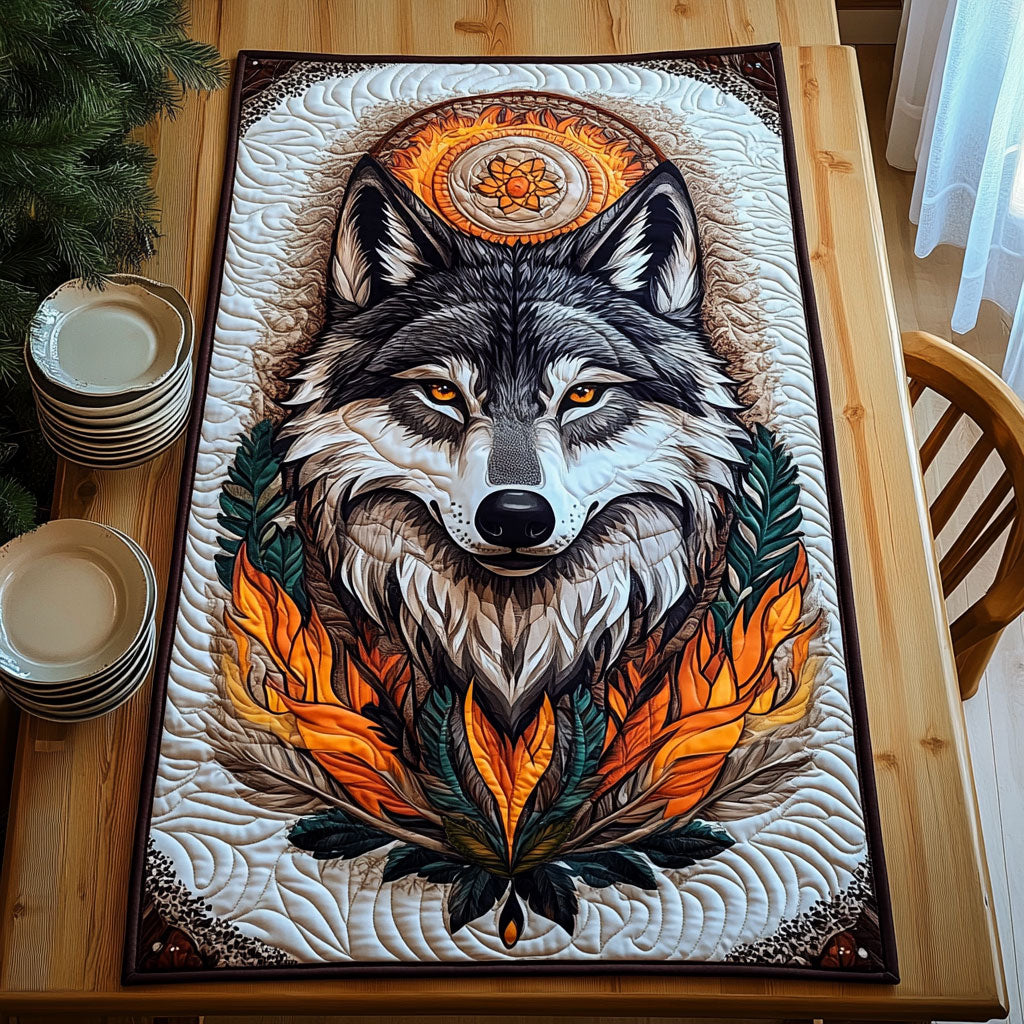 Native Wolf WJ0905019CL Quilted Table Runner