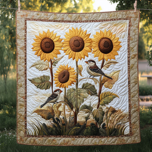 Small Sparrows Perched On Sunflowers LT2409003CL Quilt