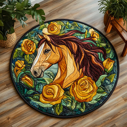 Horse Roses CW1205087CL Quilted Round Mat