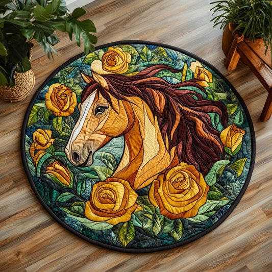 Horse Roses CW1205087CL Quilted Round Mat