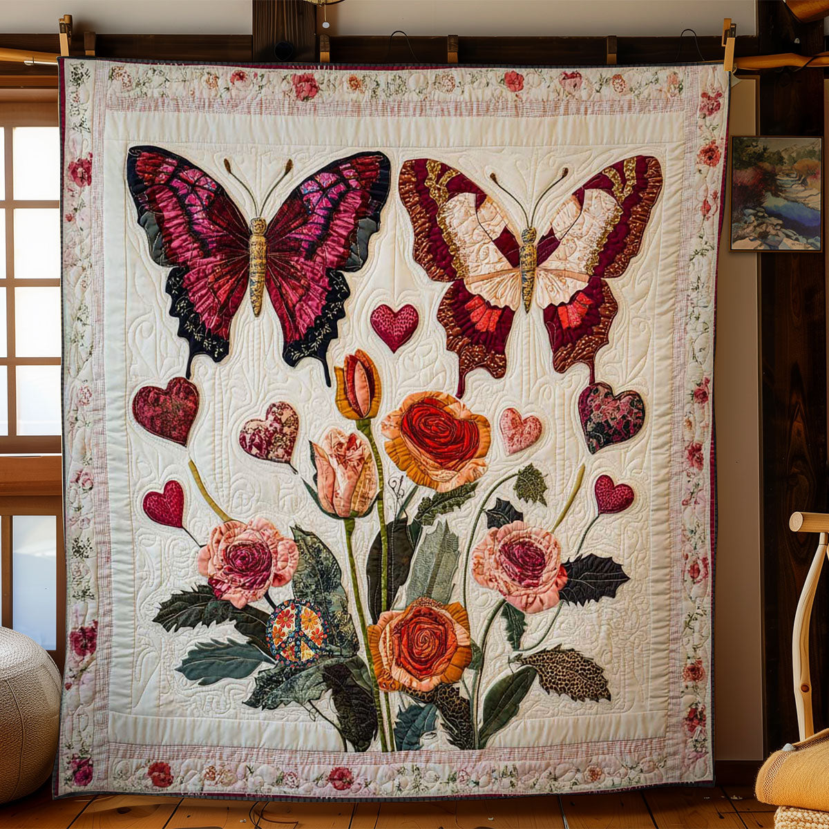 Fluttering Hearts WN0712010CL Quilt