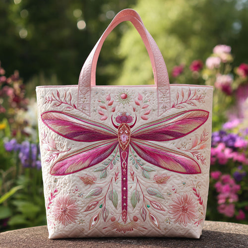 Romantic Dragonfly CW0110016CL Quilted Tote Bag